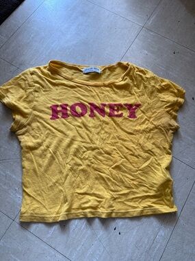 Yellow "HONEY" Crop Tee